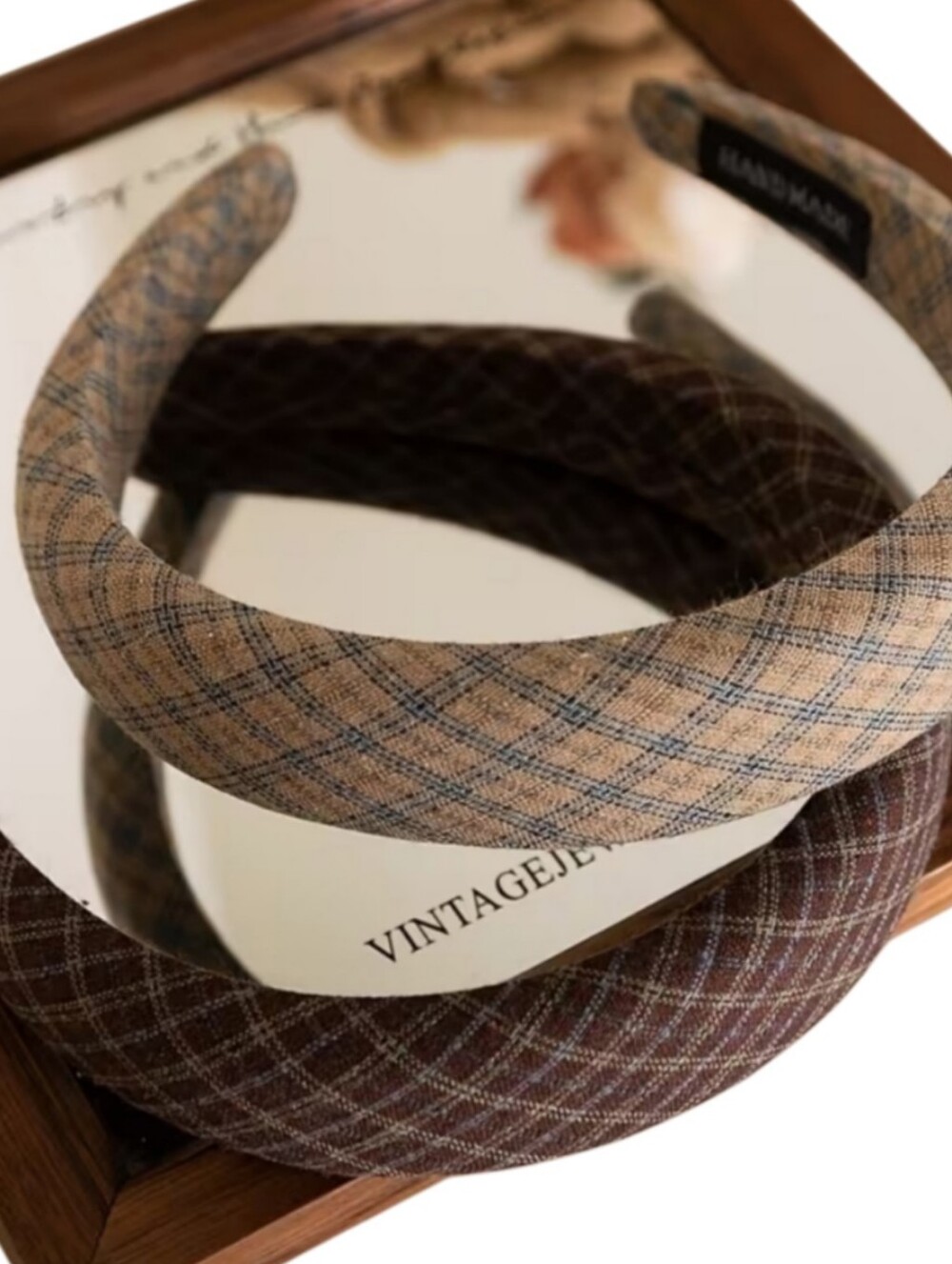 S/2 Headbands Plaid/Tarten Collegiate Wide Style Head Bands